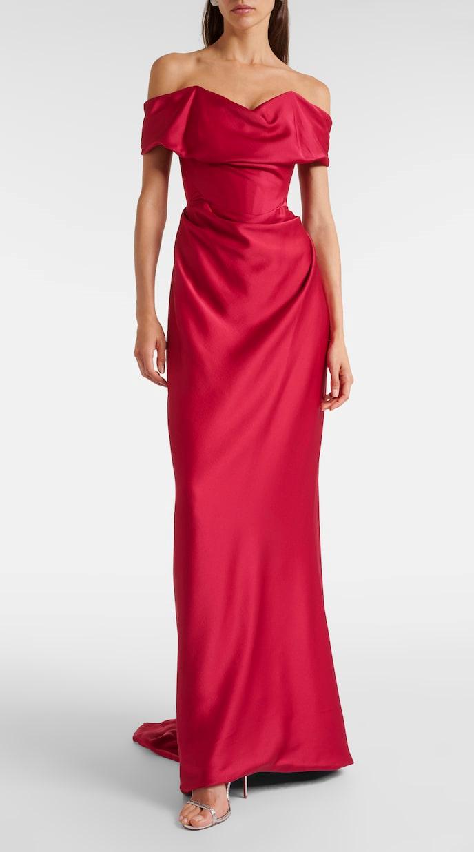 AURELIA –Rochie elegantă din satin cu corset drapat (INCHIRIERE)